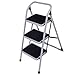 Non-Slip 3-Step Ladder Folding Platform Stool 330 Lbs Folding Step Stool, Step Stool for Reach The Top Shelf of Kitchen Cabinets Black & White