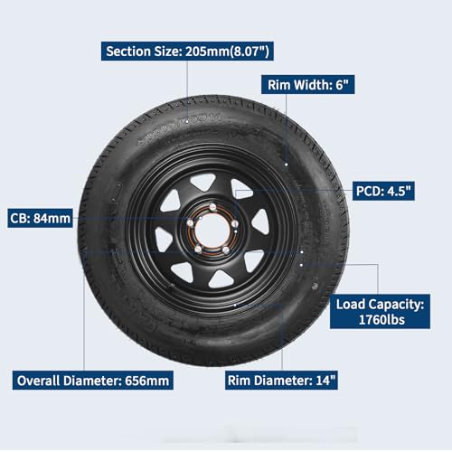 FinerFurnis ST205/75D14 Tire & Wheel Kit