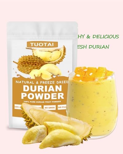 Freeze Dried Durian Powder, 6.0 Ounces,Nature Durian powder,170g, Durian Fruit Powder for Smoothie, Drinks and Baking Food