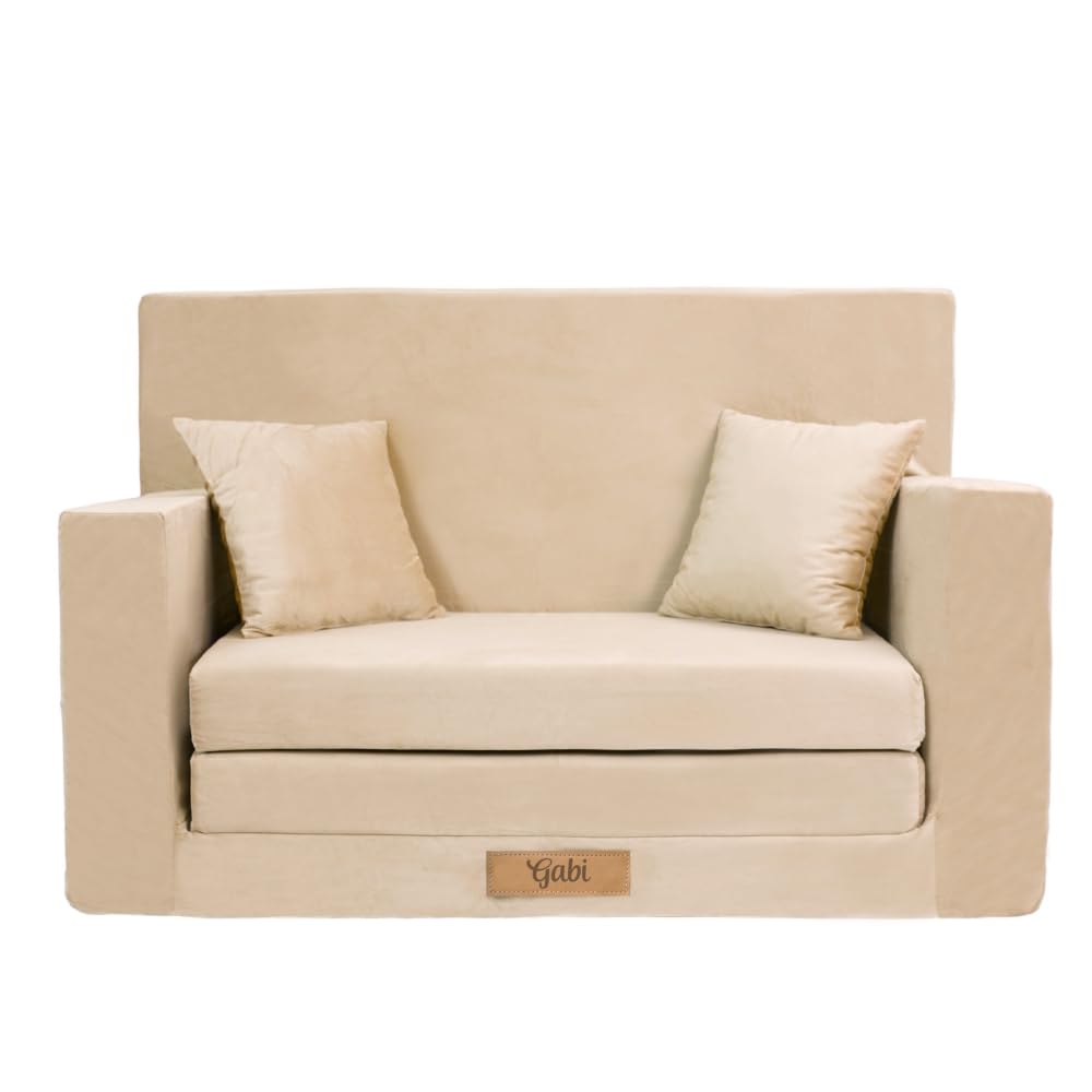 Flumi Personalizzato Divanetto Bambini con Funzione Sleep - 3 in 1 | Divani Piccoli | Divano Bambini | Colore: (Beige)