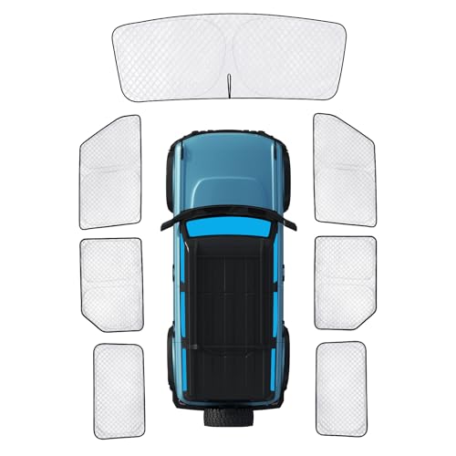 Image of KMF Thicken Sun Shades for Ford Bronco 4Door(Not for Sport) 2021-2026 | Car Window Covers Sunshade for Windshield Side, UV Block and Privacy Blackout for Camping Outdoor Accessories