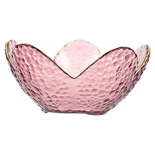 Besportble Crystal Glass Fruit Bowl Lotus Flower Shaped Crystal Clear Salad Bowl Round Serving Bowl Candy Bowls Dish Dessert Bowl Fruit Plate For Home Party Tableware Purple #TOP2