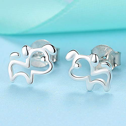 Gold Gala Ohrringe 925 Sterling Silber Mädchen Damen (Hund)