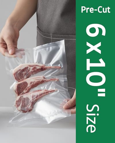 Image of Syntus 200 Count Vacuum Sealer Bags Pint 6 x 10 inch for Seal a Meal, Commercial Grade BPA Free Heavy Duty Precut Seal Bags, Food Vac Bags for Storage, Meal Prep or Sous Vide