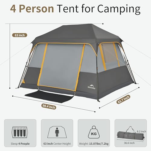 Naturehike Instant Camping Tent - Cape 4/6/8 Persons, Park Tent, Easy Set up, Waterproof UV Protection Instant Tent for Outdoor Adventures image 1