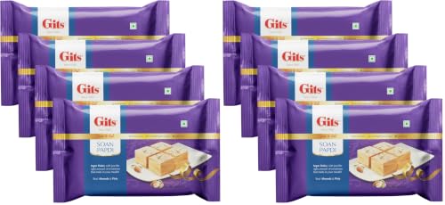 Image of Gits Soan Papdi, Ready to Eat Indian Dessert, 1000g (Pack of 8, 250g Each)