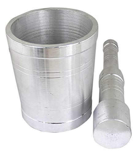 Heavy Gauge Aluminium Mortar And Pestle Or Khal Dasta Ural Set Mortar And Pestle Set Spice, Medicine Grinder Masher #TOP1
