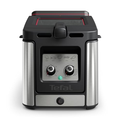 Tefal FR600D Clear Duo friteuse 3,5L met luchtfiltersysteem rvs, minder rook en geurtjes, XL anticondens kijkvenster, vaatwasser bestendige onderdelen, instelbare temperatuur, timer van 30 minuten