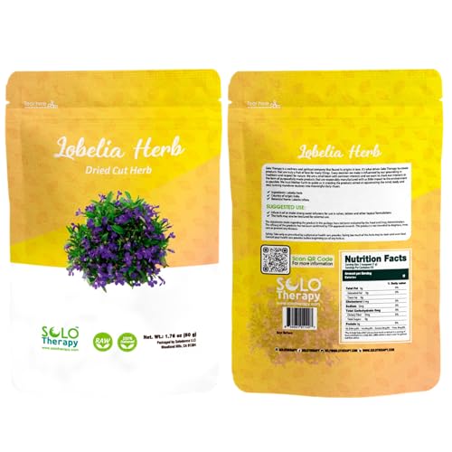 Solo Therapy Lobelia Inflata 50g Cut & Sifted Dried Botanical Specimen for Incense Smudge & Craft Use Loose Herb Material Not for Consumption Sealed Pouch