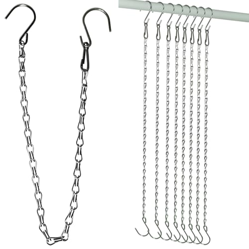 Adjustable Hanging Chain with Hooks, 21 Inch, Silver - 8 Pack Heavy Duty for Hanging Grow Lights...