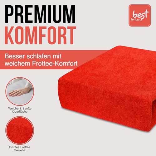Kinder Spannbettlaken 100% Baumwolle Jersey 22 Farben 9 Größen (60x120, Rot)
