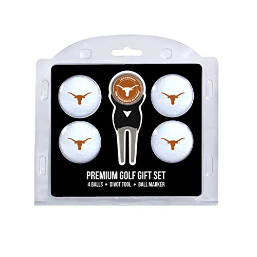 Team Golf Ncaa Texas Longhorns 4 Golf Ball And Divot Tool Set Regulation Size Golf Balls (4 Count) & Divot Tool With Removable Double-Sided Magnetic Marker #TOP20
