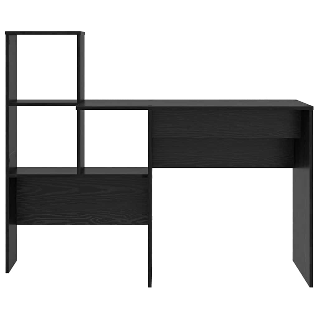 Scrivania nera effetto rovere, 131,5 x 50 x 106,5 cm, materiale in legno opaco, con 3 ripiani, moderna per la casa, ufficio, per studio, durevole, con spazio di archiviazione