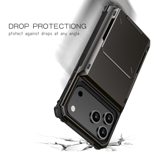 Étui portefeuille iPhone 14 Plus rigide silicone gris foncé - 5