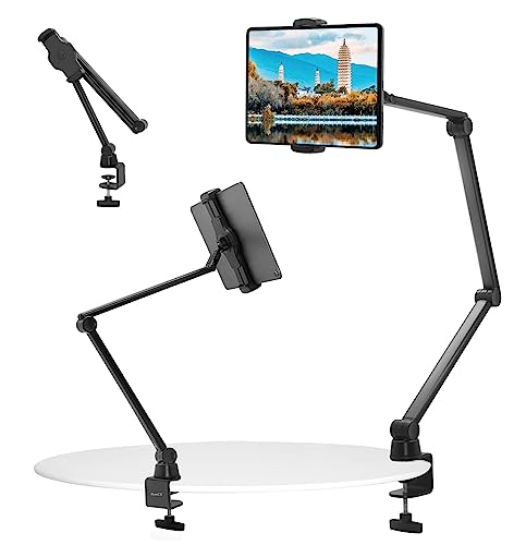 ZenCT Tabletständer 3-Arme abnehmbar, ultralanger Metallständer 100 cm stabil, Desktop-Tablet-Halterung für iPad Pro 12.9, Air Mini und weitere Geräte von 4.7-12.9' (Schwarz)