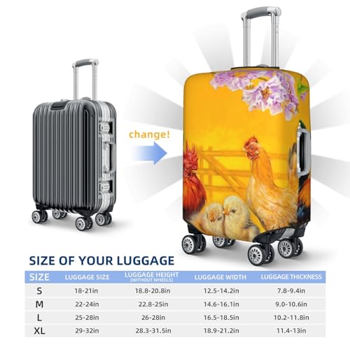 The Chicken Family Rooster Hen And Chicks Luggage Cover Washable Elasticated Luggage Covers for Suitcase TSA Approved Stylish Scratch Resistant Luggage Case Protector 5