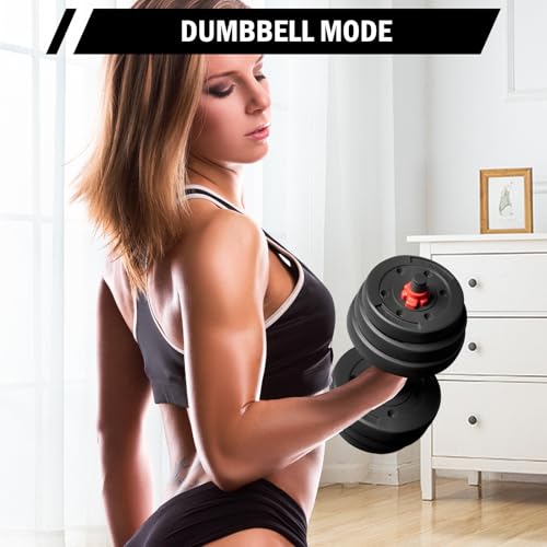 BCBIG Set di manubri corti, 2 in 1, 10/15/20/30 kg, per uomini e bilancieri regolabili, tubo di collegamento multifunzione, per allenamento di forza