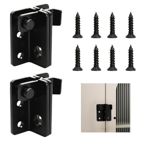 2 Pieces Gate Bolt, Padlock Hasp, Gate Latches, Shed Locks, 270° Lockable Design, Suitable for Windows, Door Frames and Garden Doors, with 8 Fixing Screws