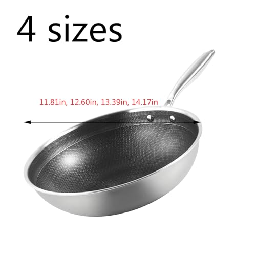 Wok de acero inoxidable con tapa blanca 14.17 in miniatura 2