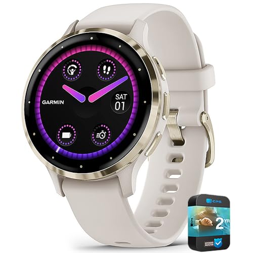 Garmin 010-N2785-04 Venu 3S Fitness GPS Smartwatch Gold Bezel with Ivory Case 41mm (Renewed) Bundle with 2 YR CPS Enhanced Protection Pack