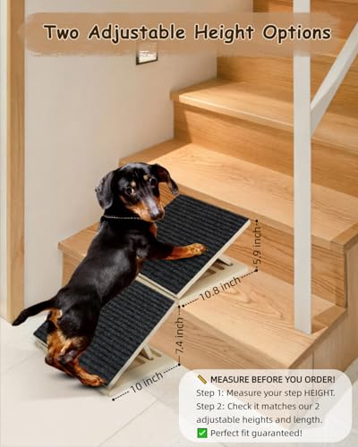 2 Pack Foldable Wooden Dog Ramp for Stairs without Installation Non-Slip Dog Stairs for Small or Medium Dogs and Cats Step and Stair for Injured and Older Pets - Image 3