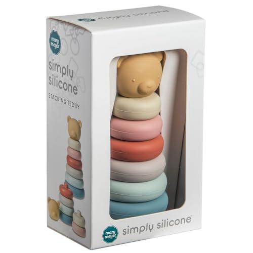 Mary Meyer Baby and Toddler Toys Simply Silicone Stacking Rings for 6+ Months Old Preschool Gifts, 15 cm, Teddy - Image 2