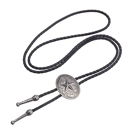Image of GelConnie Bolo Ties for Men Women Western Cowboy Tie Mens Western Necklace Leather Necktie Gold Bolero Tie Cowboy Necklace
