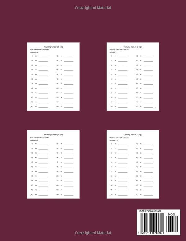 Math Workbook Rounding Number To The Nearest Ten 2nd-3rd: Practice Book For Student Kids Homeschool - Image 2