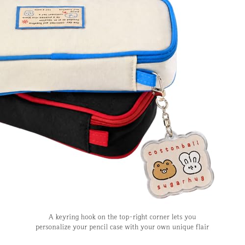 Image of Monolike Unmatched Friends Standard Pencil Case, Blue - Water-Resistant Nylon Pencil Case, Large Capacity Pen Pouch, Aesthetic Stationery Organizer for School Office