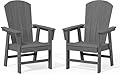 SERWALL Outdoor Adirondack Dining Chair Set of 2, All Weather HDPE Patio Chairs, Grey