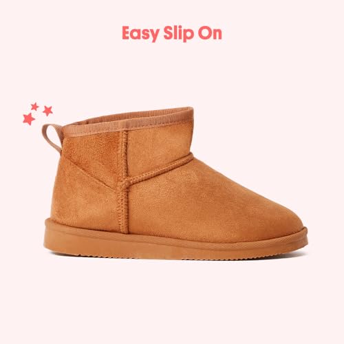 FabKids Girls Winter Mid Calf Snow Boots Warm Faux Fur Lined Non-Slip Shoes for Toddler Little Kid Big Kid2