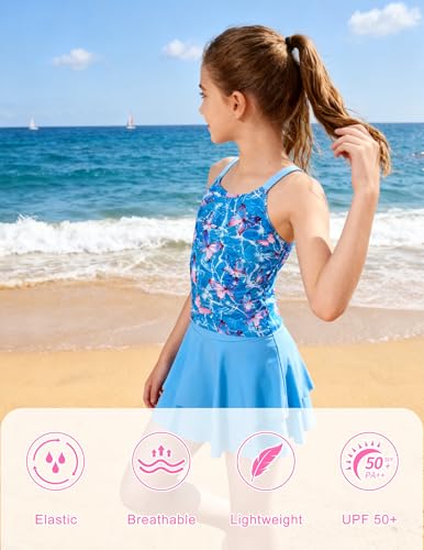 Image of ALISISTER Girls Tankini Swimsuit Two Piece Bathing Suits Summer Beach Swimwear with Shorts for 7-12 Years