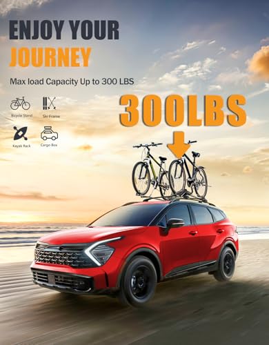 Image of KINGGERI 300lbs Roof Rack Cross Bars Compatible with 2023-2026 Kia Sportage X-line AWD /X-Pro /X-Pro Prestige Trims with Raised Side Rail, Lockable Heavy Duty Aluminum Roof (Not for Panoramic sunroof)