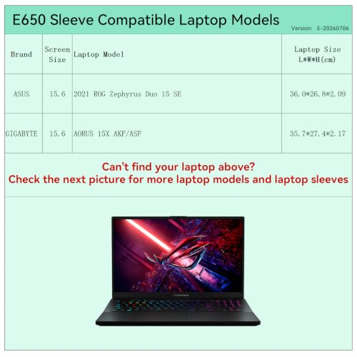 Image of Smatree Elite Laptop Sleeve for 15.6 inch ASUS 2021 ROG Zephyrus Duo 15 SE, GIGABYTE AORUS 15X AKF /ASF, Protective Laptop Case with Pocket(E650)