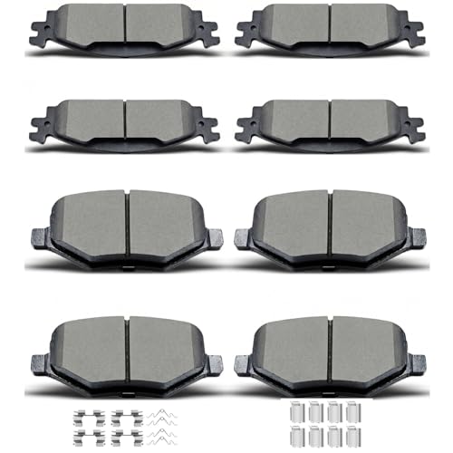 D1377 D1508 8pcs Ceramic Front Rear Brake Pads With Clips Fit For 2011-2019 For Ford Exploer,2010-2019 For Ford Taurus,2009-2019 For Flex,2009-2012 For Lincoln MKS,2010-2019 For Lincoln MKT