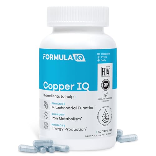 Formula IQ - Copper IQ - High Absorption Albion Bisglycinate Mineral for Energy Production & Iron Metabolism Support, Chelated Supplement, 60 Veggie Capsules