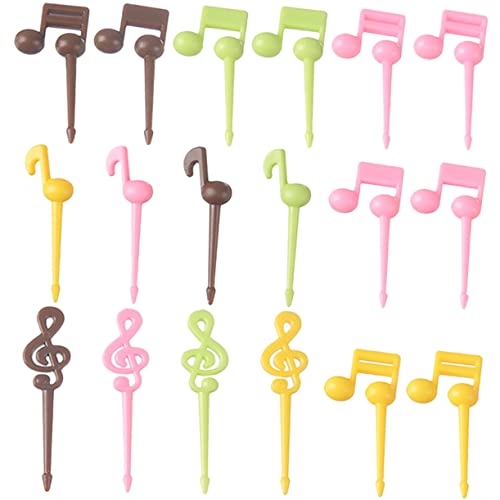 Unomor 32Pcs Music Note Fruit Picks Decorative Forks for Appetizers Snacks Desserts Cartoon Food Picks for Parties Family Gatherings Easy to Clean