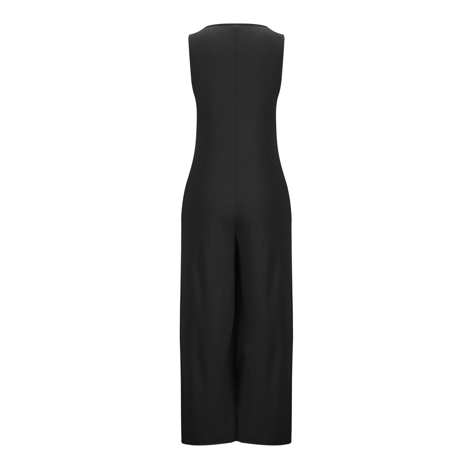 KQIVAM Combinaison Femme en Lin Coton D'Été, Sans Manches Col en V Coupe Oversize Playsuit Décontracté Femme Salopette Fluide Respirant Coloris Uni Confort Draper pour Usage Quotidien et Fête