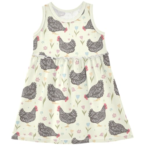 Girls Casual Dress Cute Sleeveless A-Line Swing Beach Summer Dress for 2-8 Years