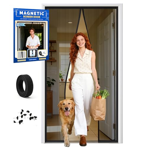 Moustiquaire Porte Fenetre Magnetique 90x190cm – Rideau Anti Mouche en Maille Fine, Fermeture Aimantée Automatique, Moustiquaire Fenetre Magnetique, Pose...