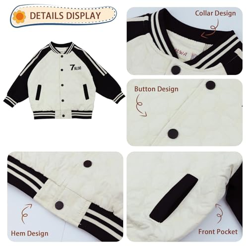 Image of Little Bitty Kids Varsity Jackets Boys Girls Baseball Jacket Casual Overcoat for Unisex Kids 2-8 Years