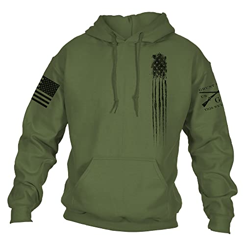 Grunt Style Beast Flag Hoodie (Military Green,X-Large) #TOP4