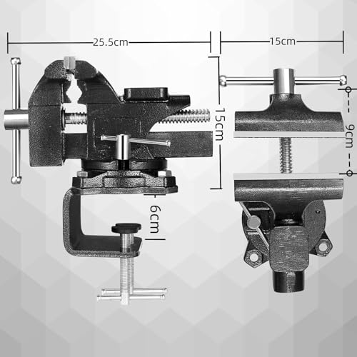 Schraubstock - Tischschraubstock drehbar 270°, 150 mm Spannweite,2-in-1-Mehrzweck-Hochleistungs-Schraubstock mit multifunktionalen weichen Backen