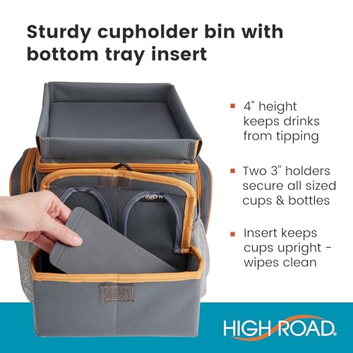 High Road CarHop Car Organizer With Cooler - Back Seat Organizer for Kids or Front Seat Organizer for Drivers with Cup Holder Bin, Tray Top and Storage Pockets