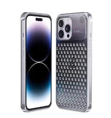 Image of Back Cover Case for iPhone 14 Shockproof Protective Aero Mesh Metallic Hybrid Case(Silver)