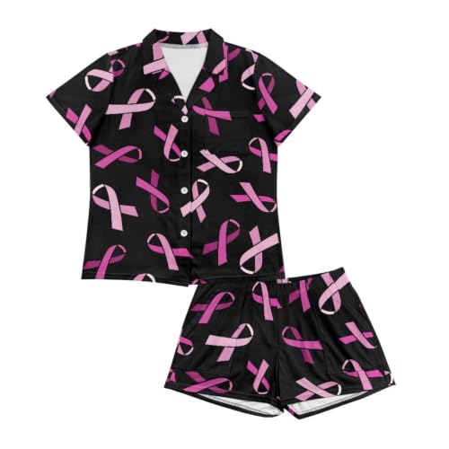 Image of Women's Short Sleeve Sleepwear Pajamas Nightwear with Pockets | Premium Polyester Fabric Ultra Soft Lightweight Breathable Touch, Wrinkle Resistant, All Day Cozy Wear for Daily Sleep