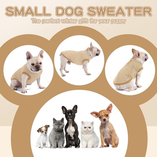 Hundepullover Hundemantel Fleece für Kleine Hunde Fleecemantel Hunde Fleece Pullover für Kleine Hunde Katzenpullover Fleecejacke Hundekleidung für Chihuahua Französische Bulldogge(Braun,XL)