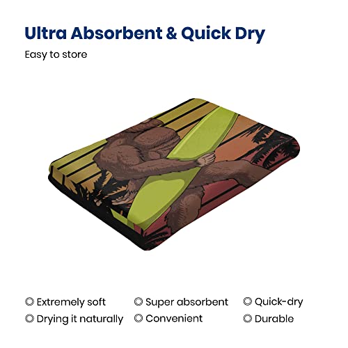 Huianbpo Bigfoot Holding A Surf Board Microfiber Beach Towel 32X52Inch,Large Bath Towels For Kids And Adults - Quick Dry Absorbent Sand Free Towel For Bathroom,Pool,Shower,Travel,Sport #TOP5