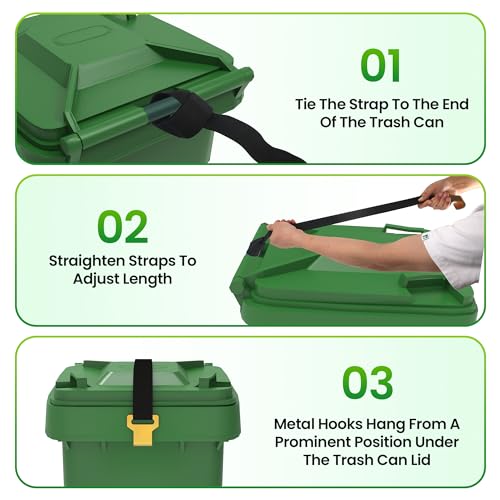 Image of 1 Pack Trash Can Lock for Raccoons, Adjustable Lid Strap with Metal Claw