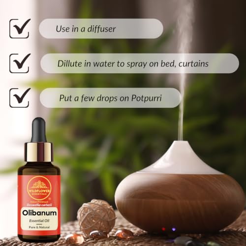 Image of Olibanum Essential Oil (Boswellia carterii) Pure | Non-Sticky | Non-Greasy | Lightweight | Men & Women | All Skin Types | Steam Distilled 15ml (0.5 oz)